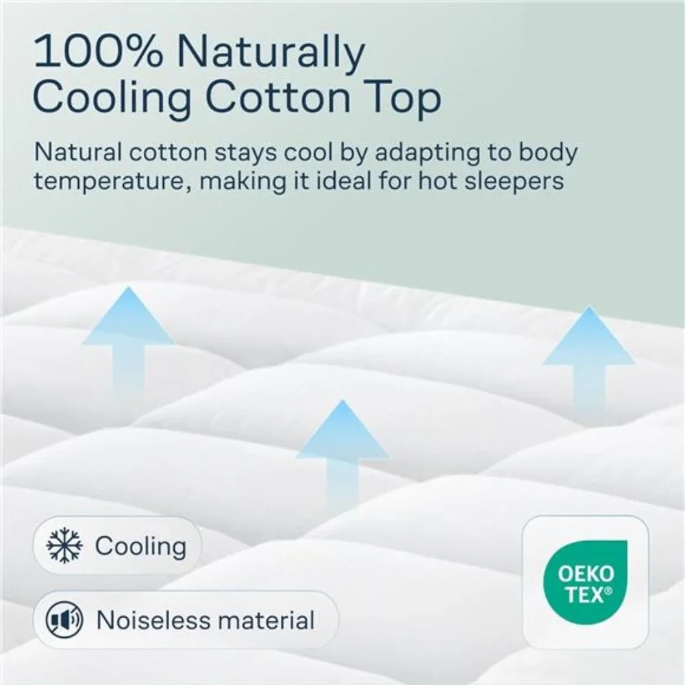 New Cloud-Like Queen Mattress Topper 100% Cotton Top Mattress Pad for Back Pain